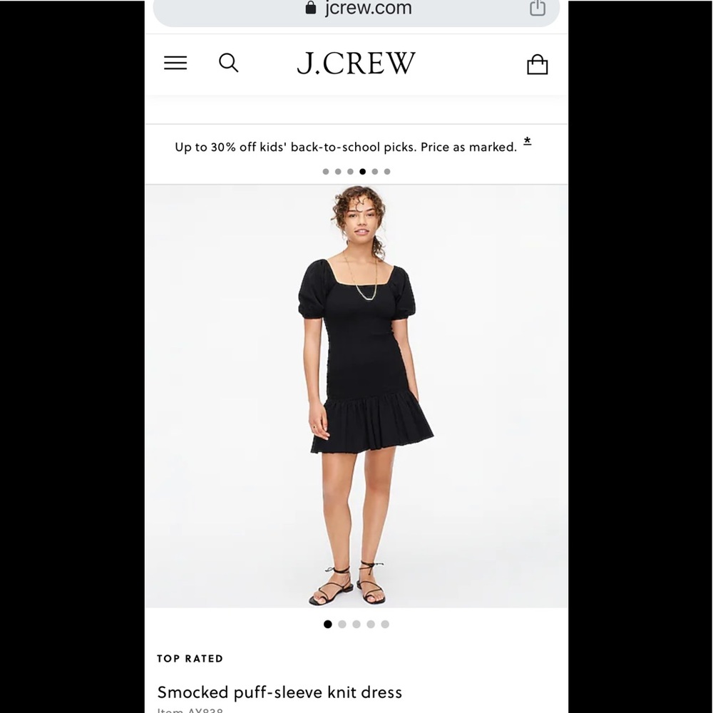 Jcrew smocked dress black NWT xl extra large